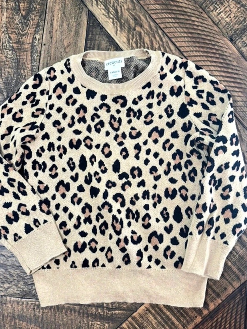 crewcuts Leopard Print Crewneck Sweater Size xxs 2-3 Like New